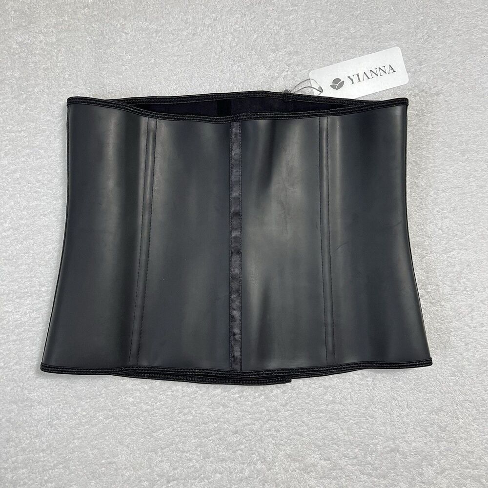 Yianna Waist Trainer Corset Shapewear Womens L Black Latex Under Bust Adjustable